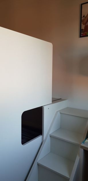 Letto a soppalco “slide” CLEVER melaminico lino - Foto 4