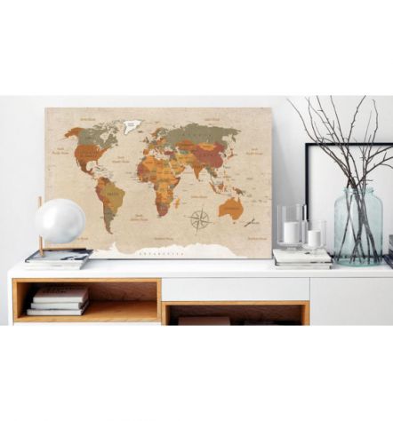 Quadro Di Sughero Con Mappamondo Beige Arredalacasa - Foto 2
