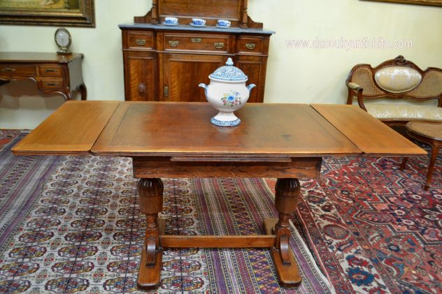 Tavolo/Scrittoio stile Neorinascimento Elisabettiano - Foto 6