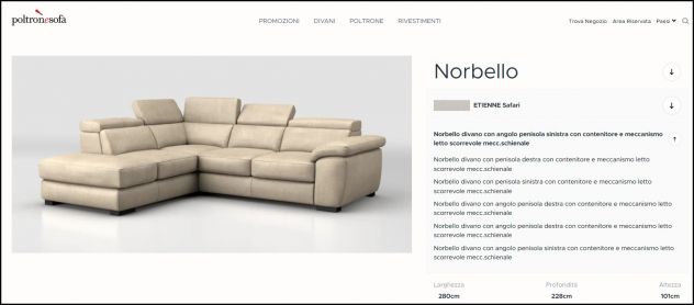 Divano Angolare 3 Posti NORBELLO - Poltronesofà
