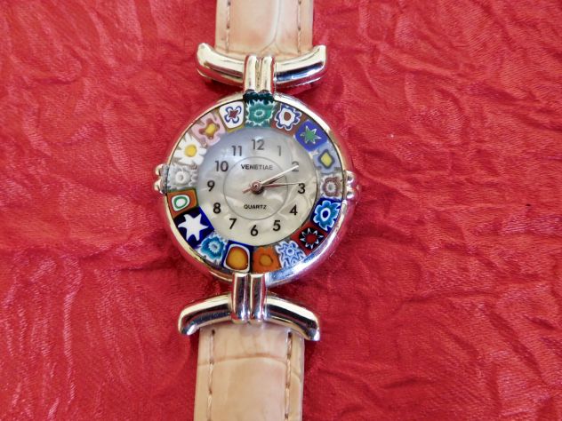 Orologio LADY al quarzo quadrante madreperlato,numeri arabi con murrine - Foto 2