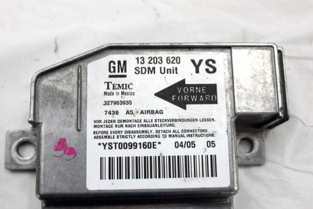 13203620 CENTRALINA AIRBAG OPEL MERIVA A 1.6 B 74KW 5M 5P (2005) RICAMBIO USATO - Foto 2