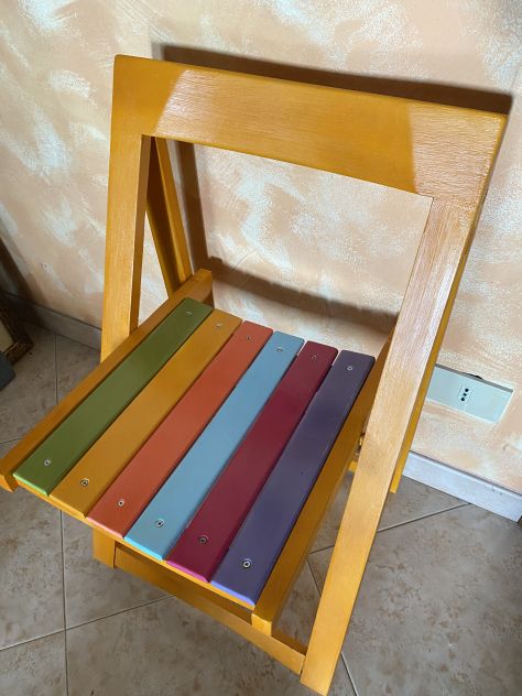Sedia vintage arancione pieghevole - Foto 4