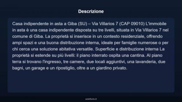 Immobile in asta di 250 m² con più di 5 locali e box auto in vendita a Giba - Foto 2