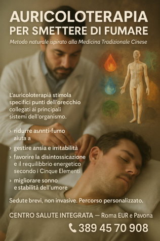 AURICOLOTERAPIA PER SMETTERE DI FUMARE E ALTRI DISTURBI. RICHIEDI INFORMAZIONI