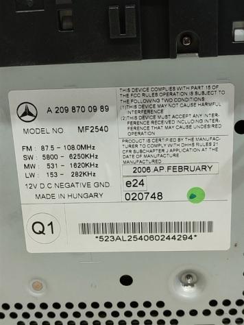 AUTORADIO MERCEDES CLK Coupé W209 A2098700989 646966 (02) - Foto 6