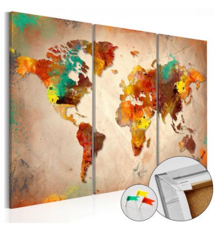 Quadro Di Sughero Mondo Colorato 3 Parti Arredalacasa