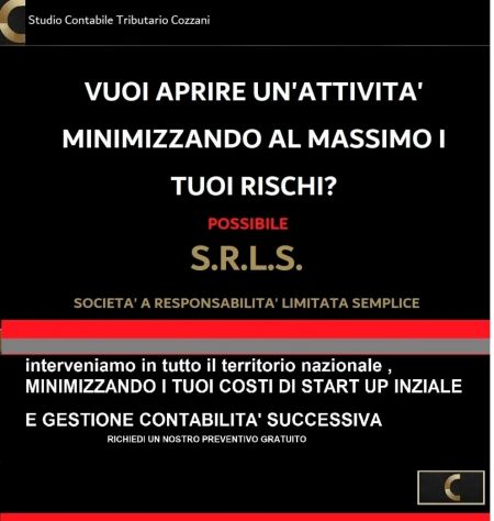 VUOI APRIRE LA TUA SOCIETA' SRLS in Italia Studio contabile Tributario Cozzani