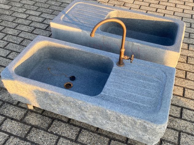 Lavello lavandino per cucina in pietra granito diorite 100cm - Foto 8