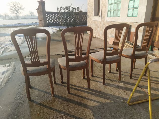 lotto di 4 antiche sedie in legno massello - Foto 2