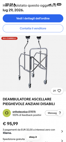 Deambulatore ascellare per interno in acciaio