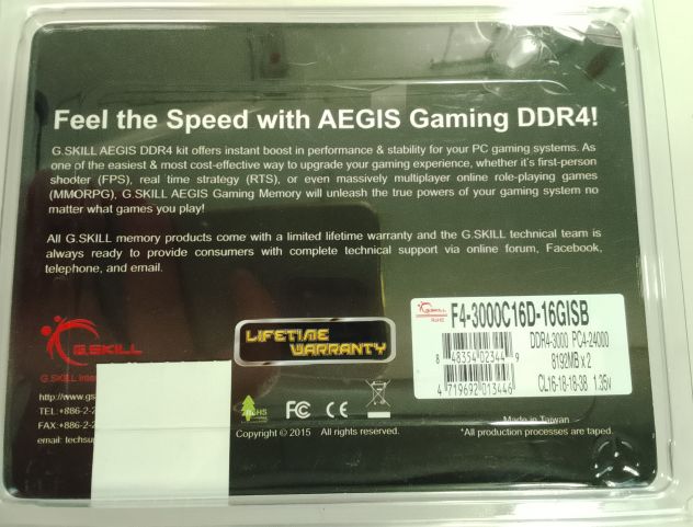 RAM DDR4 GSkill Aegis 2x8 gb cl16 3000MHz - Foto 4