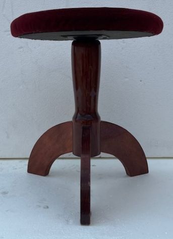 Sgabello in Legno e Velluto Rosso - Foto 2