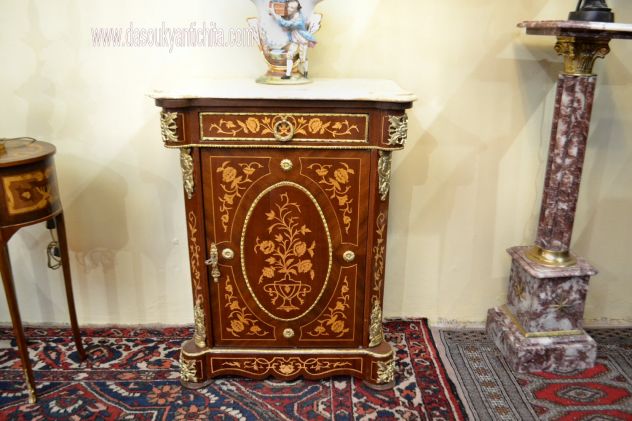 Coppia di servantine intarsiate stile Napoleone III - Foto 4