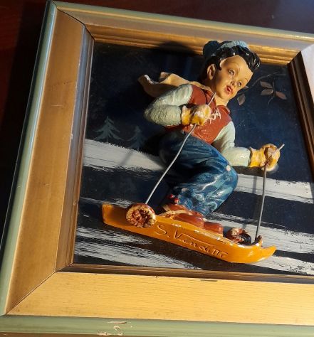 figura in rilievo sciatore 23x26 S,Venditti