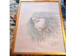 novella parigini disegno su cartoncino volto di cristo 54x74 raro