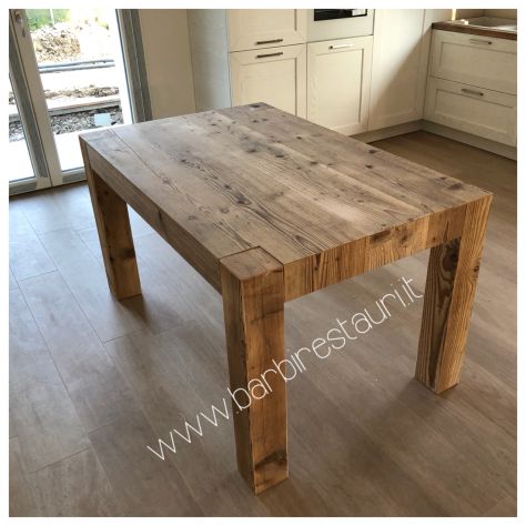 Tavola da cucina vintage abete vecchio allungabile