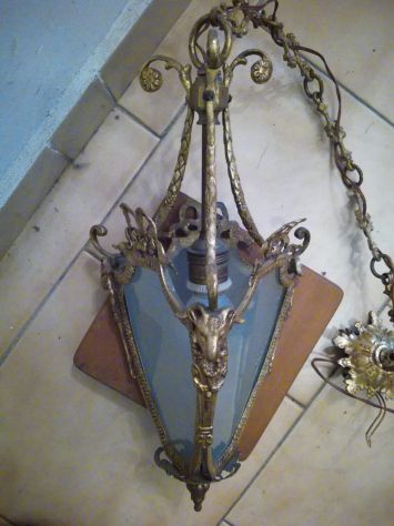 Lampadario in bronzo dorato antico alto90 largo 22 - Foto 4