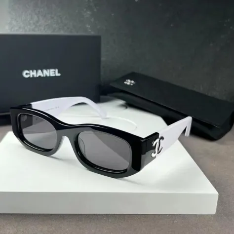 Occhiali da sole CHANEL - Nero e Bianco lucido - Nuovo - Foto 2