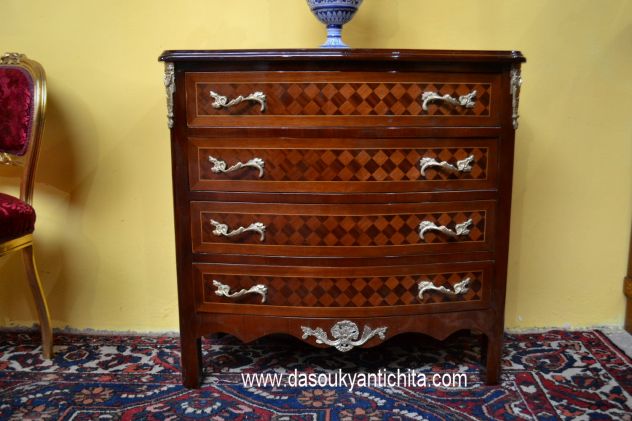 Comò-cassettiera stile Napoleone III a marquetterie - Foto 9