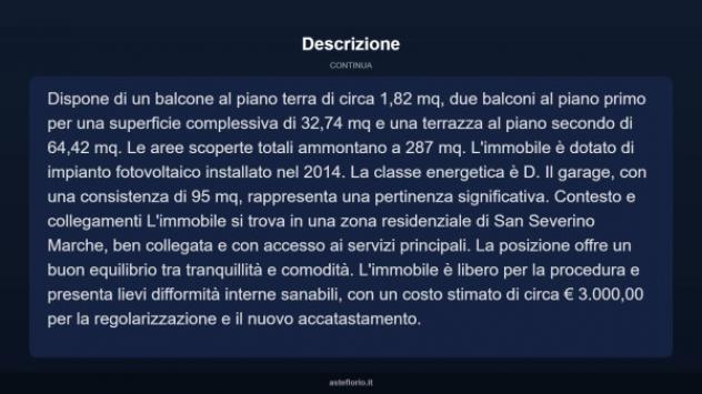 Immobile in asta di 303 m² con più di 5 locali e box auto in vendita a San Severino Marche - Foto 12