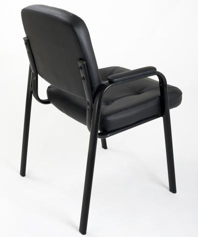 Sedia, Poltroncine Conferenza Ufficio impilabile con bracciolo per le sale d'attesa - NERE in ecopelle – NUOVA - Foto 4