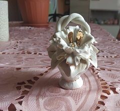 CESTA CON FIORI IN CERAMICA  CAPODIMONTE- - Foto 3