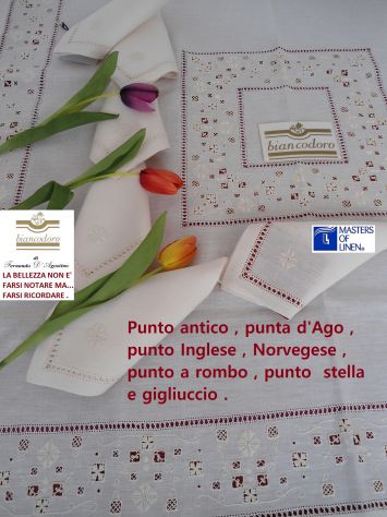 Ricamo a mano in punto antico esclusivo ( 3 modelli unici di tovaglie ) - Foto 3