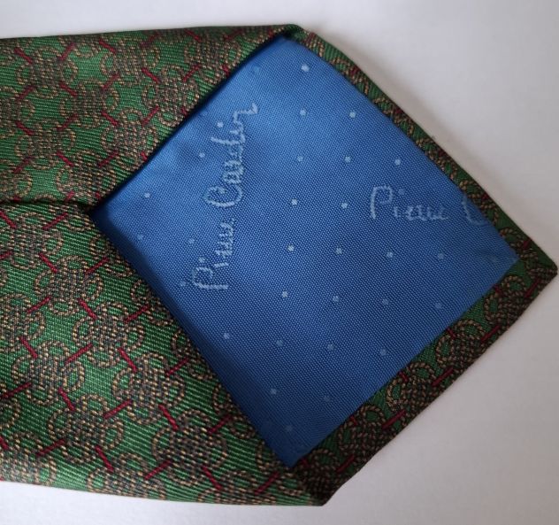 Pierre Cardin cravatta verde scuro con disegni in seta - Foto 3
