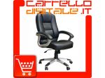 POLTRONA UFFICIO ERGONOMICA GIREVOLE IN ECOPELLE NERA - DIREZIONALE MODELLO &hellip;