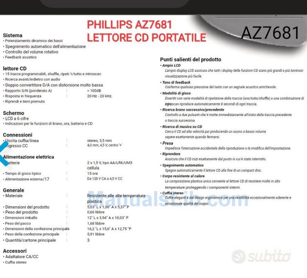 WALKMAN Lettore CD PHILIPS Hi Fi Quality FUNZIONA - Foto 2