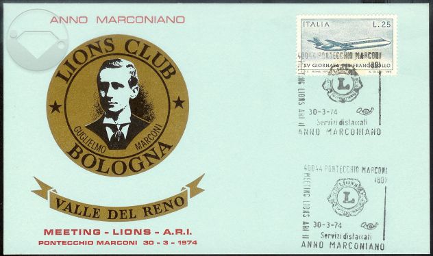 1974 Cartoline ANNO MARCONIANO - LIONS CLUB BOLOGNA - A.R.I. - Foto 3