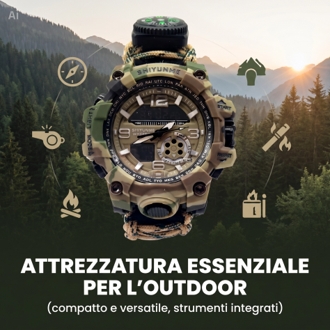 Braccialetto Tattico Multifunzione 7-in-1 – Orologio Survival Professionale - Foto 3