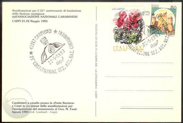 ITALIA 1983 - 25.o ANN.O di FONDAZIONE SEZIONE DI CARPI - Foto 2