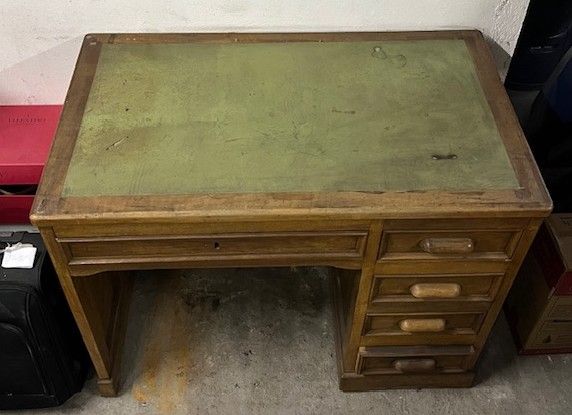 Scrivania in Legno e Piano in Pelle - Foto 2