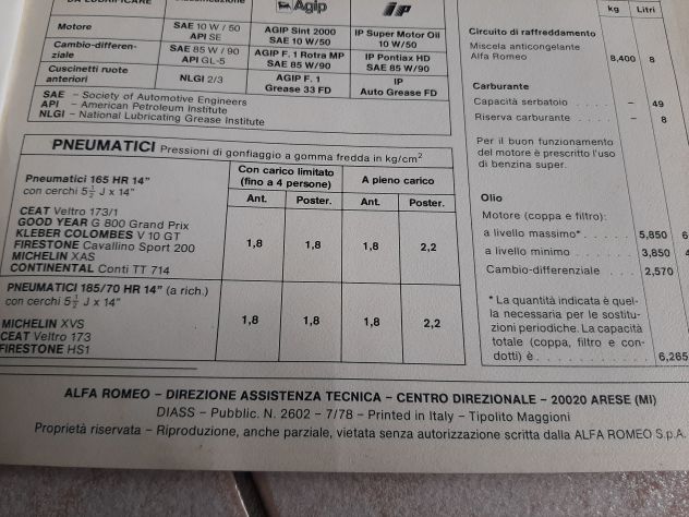 ALFA ROMEO ALFETTA 2000L USO E MANUTENZIONE ORIGINALE+BLINDATA - Foto 7