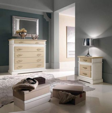 Comodino e Comò Bergamo in Legno Provenzale Shabby Chic cod 7723/7724