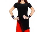 MAGLIA MAXY TRAVERSINA IN COTONE TAGLIATA A SBIEGO CON VOLANT DI TULLE SUL LATO