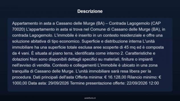 Immobile in asta di 45 m² in vendita a Cassano delle Murge - Foto 8