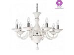 lampadario 8 luci white nuovo shabby vetro soffiato bianco latte elegante joshop