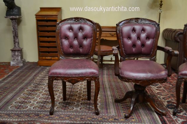 Trittico di poltrone da studio stile inglese Vittoriano - Foto 6