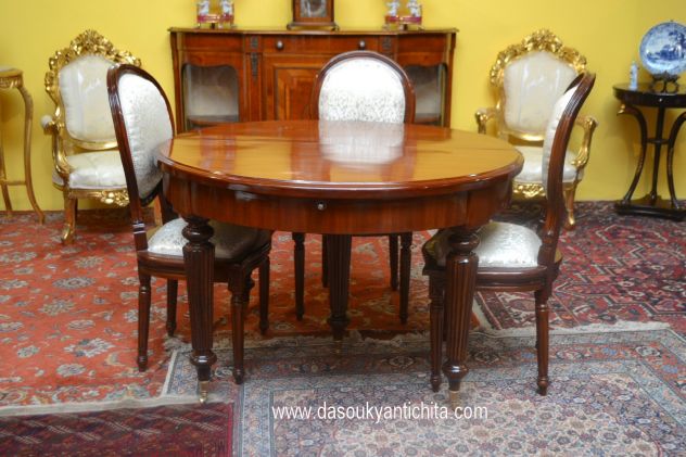 Tavolo da pranzo-riunioni tondo stile inglese allungabile fino a 320 cm. - Foto 6