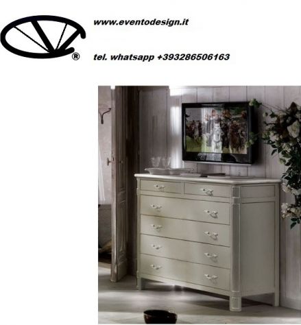 COMÒ 6 CASSETTI Grigio provenzale con profili bianco provenzale