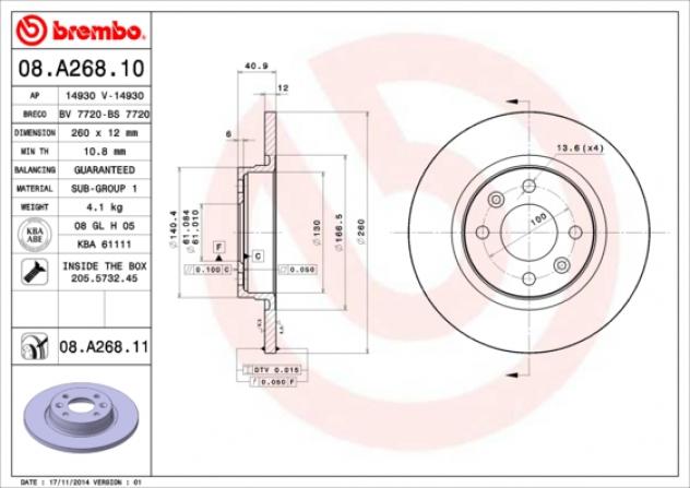 Brembo Disco Freno 08A26810