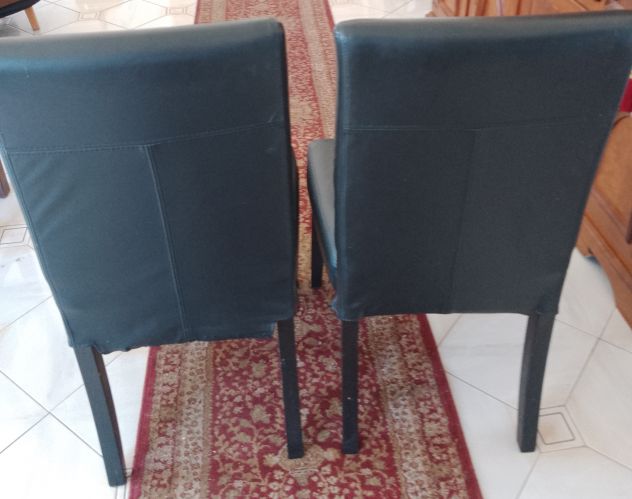 COPPIA POLTRONE SEDIE IN PELLE E LEGNO VINTAGE - Foto 2