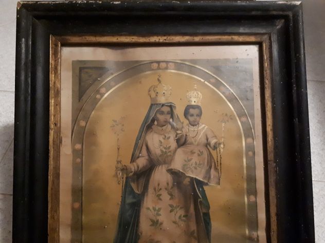 ANTICO QUADRO CON STAMPA CORNICE ORIGINALE 900 - Foto 3