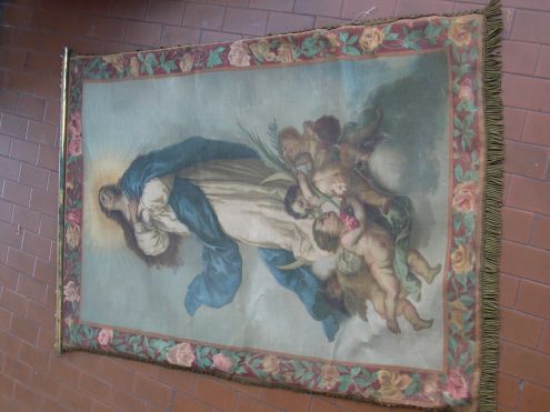 Bannière Ancienne Ou Tapisserie Décorative - Scène De La Piazza De Banchi à Gênes, Idéale Pour Décoration