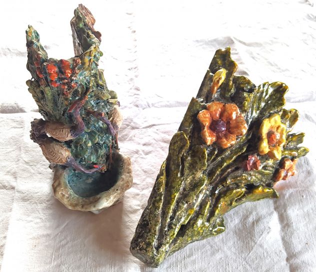 Scultura ceramica Pavoni alla fonte+applique angolare in ceramica - Foto 4