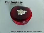 Portagioie con specchietto da borsa, (pelle/argento) come nuovo.