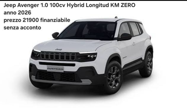 Jeep avenger 1.0 100 cv Longitude Hybrid KM ZERO finanziabile